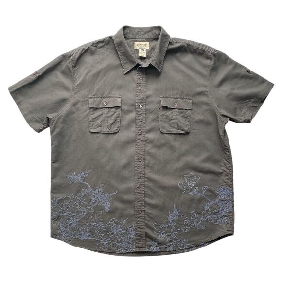 American Rag Mens Button Down Casual Shirt Short Sleeve Gray Embroidered XXL - Picture 1 of 4